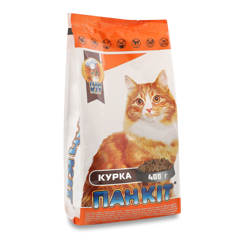Корм д/котів з смаком курки сухий 400г Пан Кот
