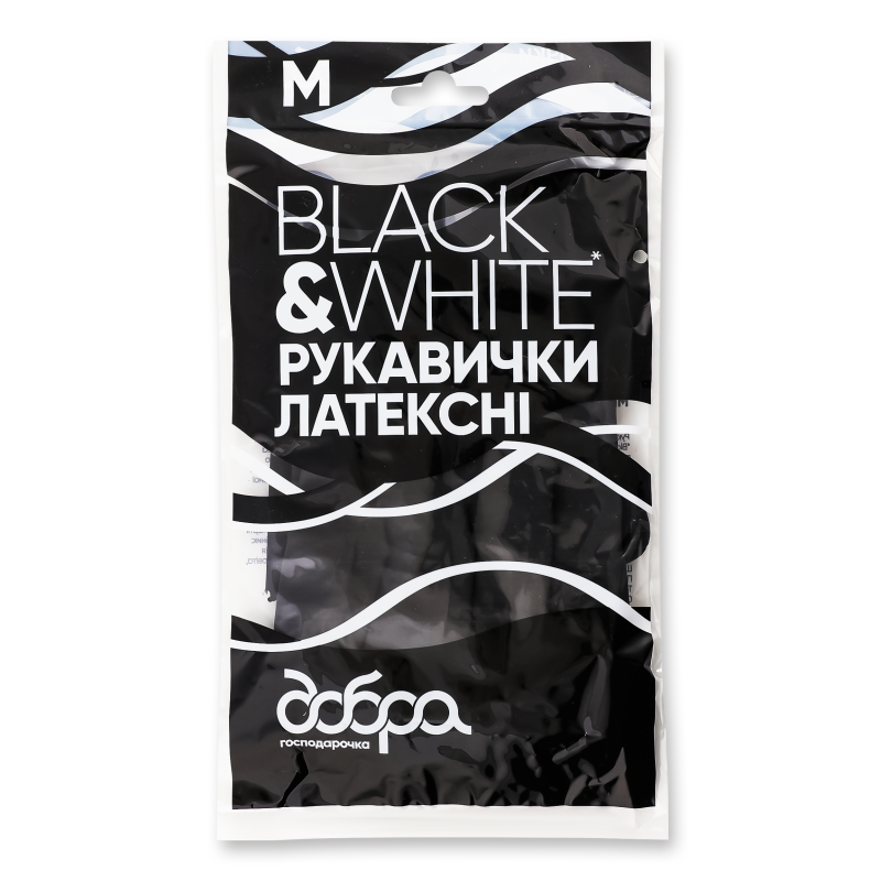 Рукавички господарські Black&White латексні р.М Добра господарочка