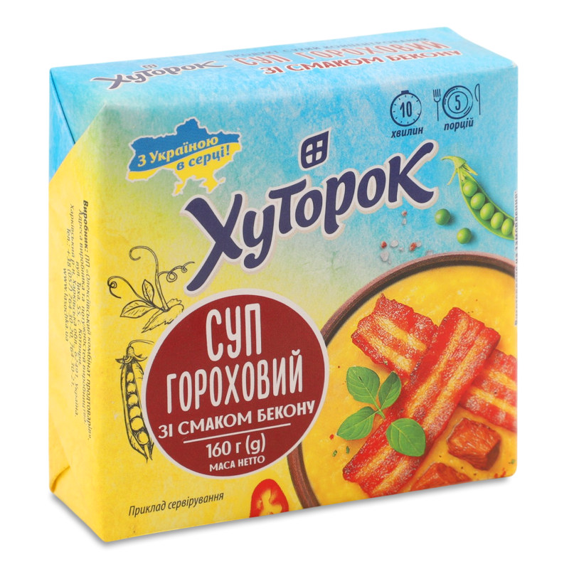 Суп гороховий з смаком бекону 160г брикет Хуторок