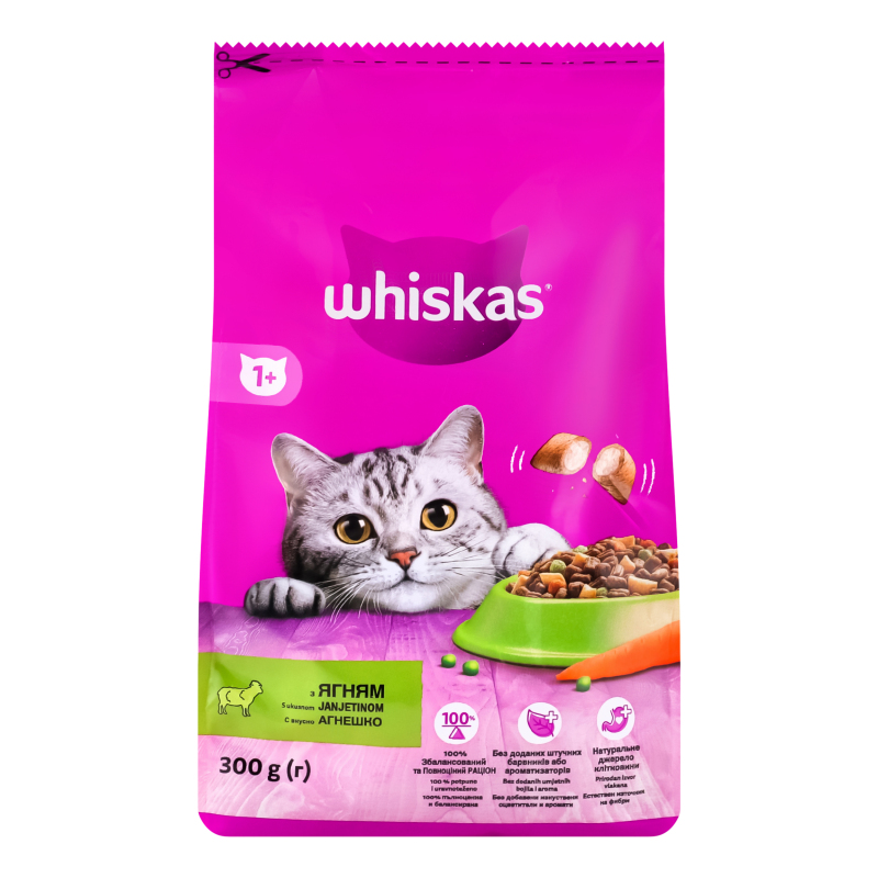Корм сухой полнорационный для взрослых котов С ягненком Whiskas м/у ...