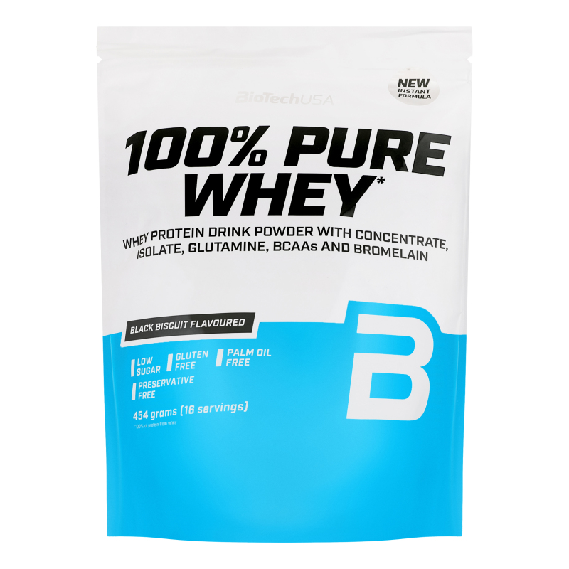 Порошок білковий для напоїв з підсолоджувачами Чорне печиво 100% Pure whey BioTechUSA