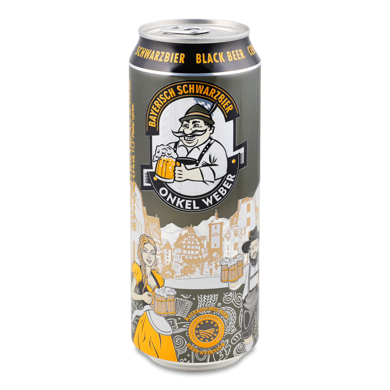 Пиво Bayerisch Schwarzbier темне 4,9% 0,5л ж/б Onkel Weber