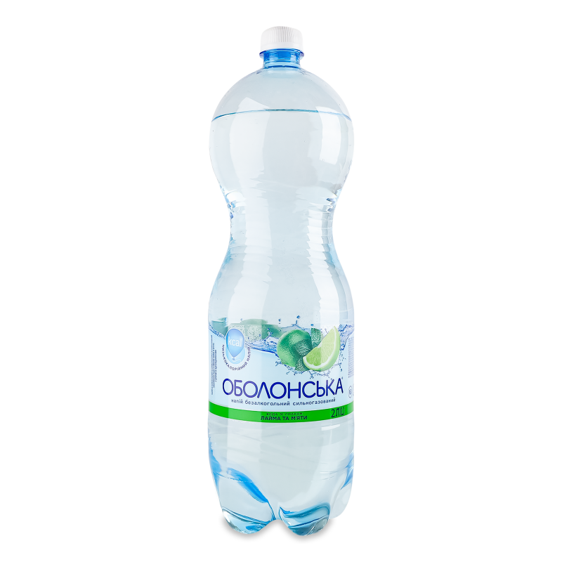 Напій безалкогольний з смаком лайма та м’яти сильногазований 2л пет Оболонська