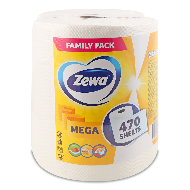Рушники паперові Mega 2шари 470відривів Zewa