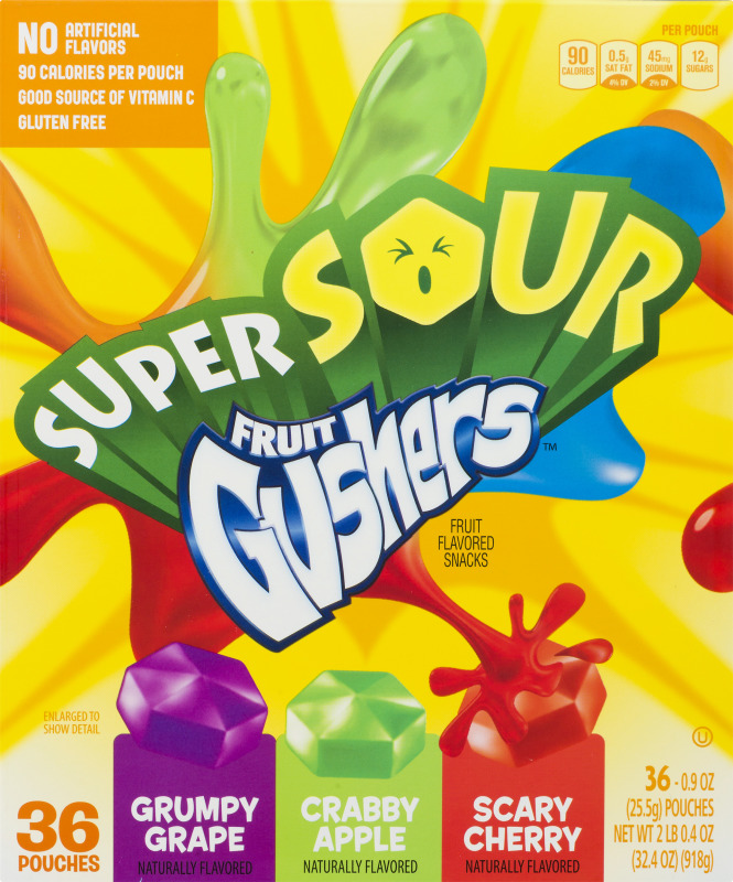 Fruit Gushers Fruit Flavored Snacks Super Sour 36 CT Fruit Gushers
