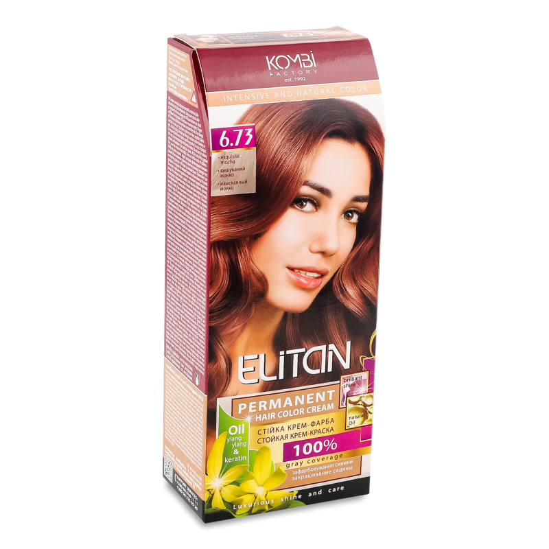 Крем-фарба д/волосся 6.73 вишуканий мокко Elitan