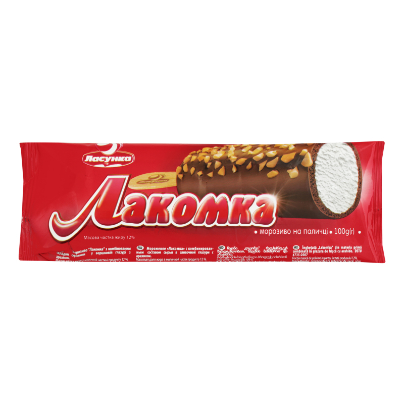 Мороженое ласунка лакомка с орехами на палочке 100г #2 (4820012593613)