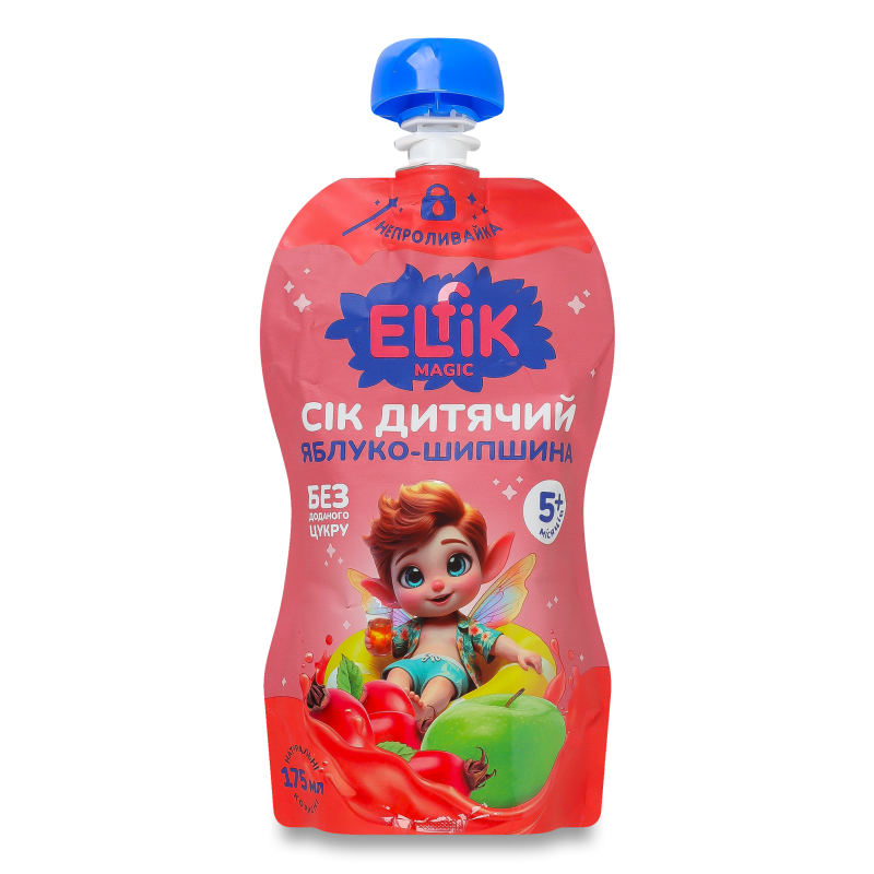 Сік д/дитячого харчування Яблуко-шипшина від 5місяців 175мл пауч Elfik Magic
