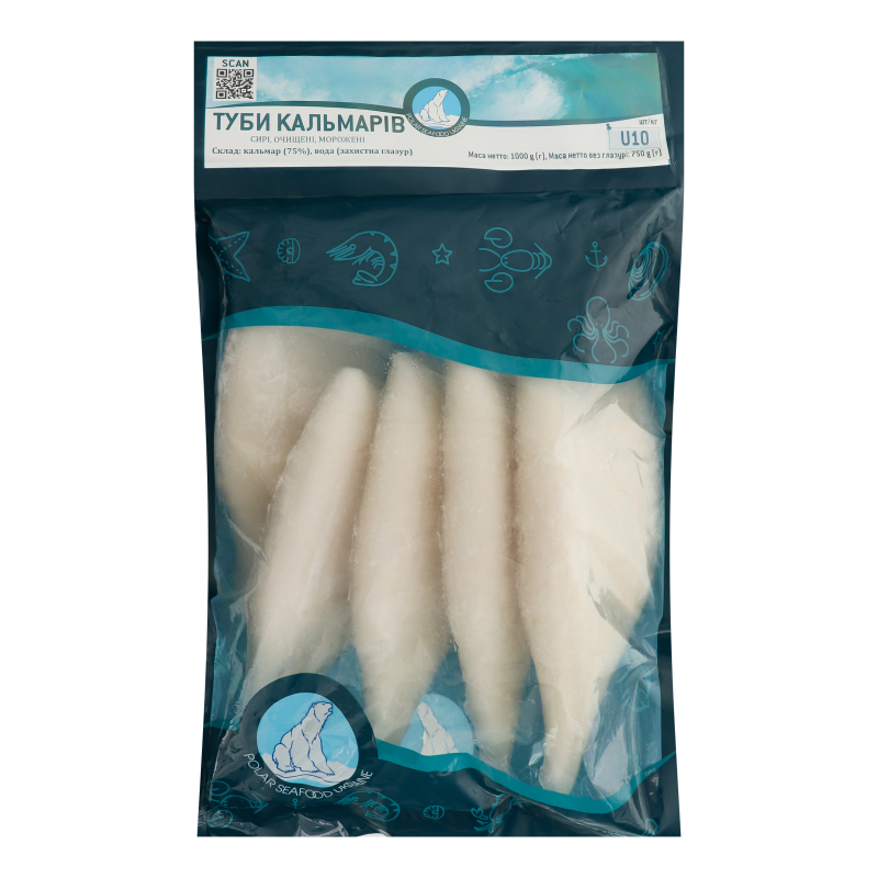 Кальмары тубы очищенные замороженные сырые Polar Seafood м/у 1кг Polar ...