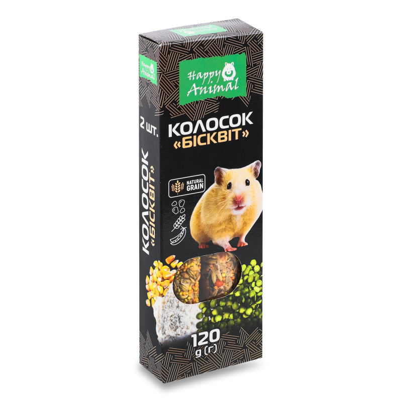 Ласощі д/гризунів Колосок Бісквіт 120г Happy Animal
