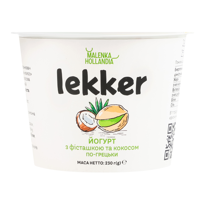 Йогурт 3% с фисташкой и кокосом По-гречески Lekker ст 230г Lekker ...
