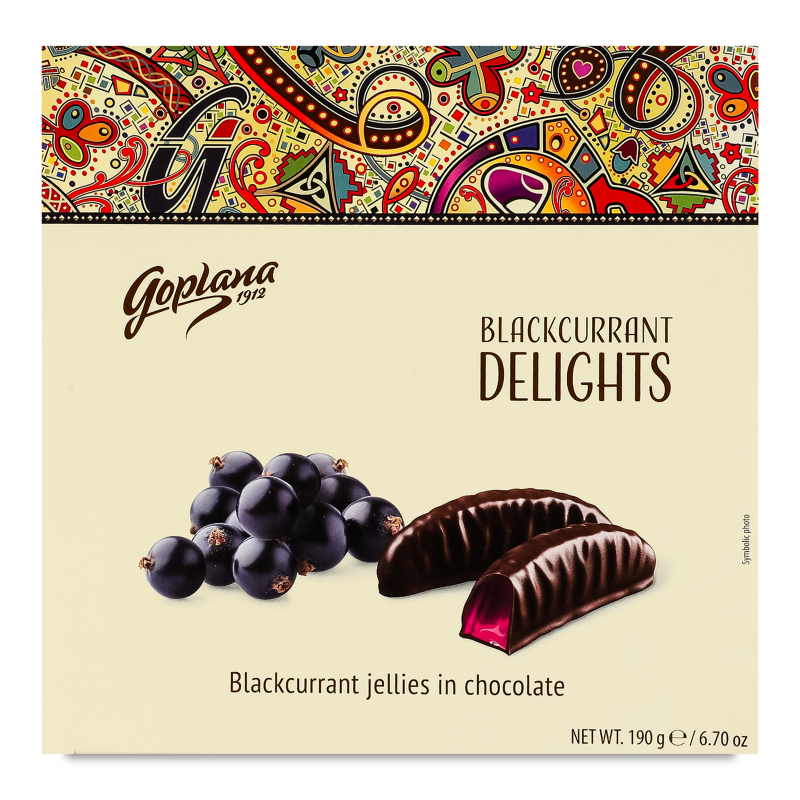 Мармелад жувальний Делайтс з смаком смородини в шоколаді 190г Коліан