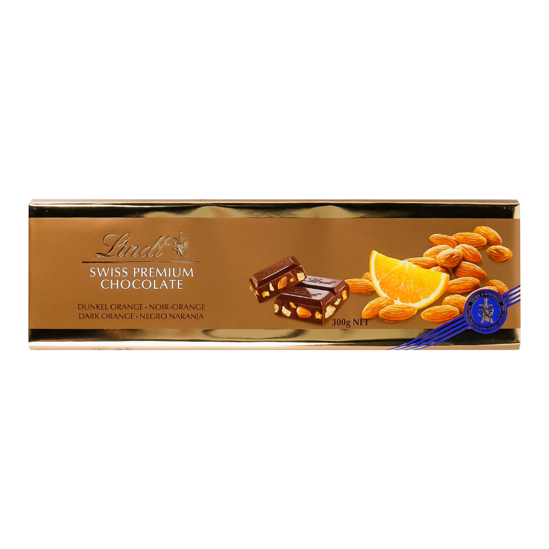 Шоколад темный швейцарский с апельсином и миндалем Lindt м/у 300г Lindt ...
