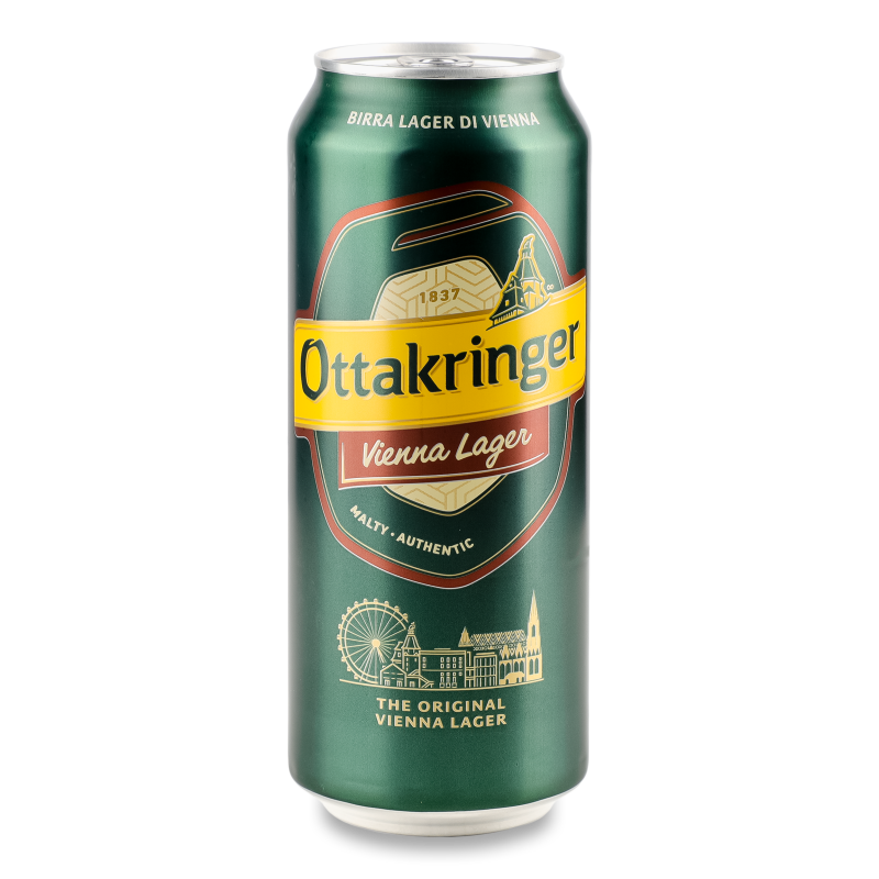 Пиво Віена Лагер напівтемне фільтроване пастеризоване 5,4% 500мл ж/б Оттакрінгер