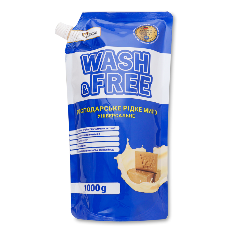 Засіб д/миття Рідке господарське мило універсальний 1000г д/п Wash&Free