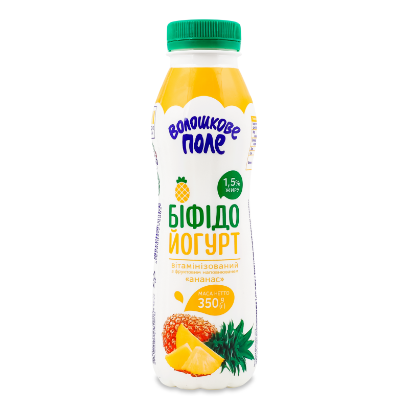 Біфідойогурт питний Ананас 1,5% 350г пет Волошкове поле