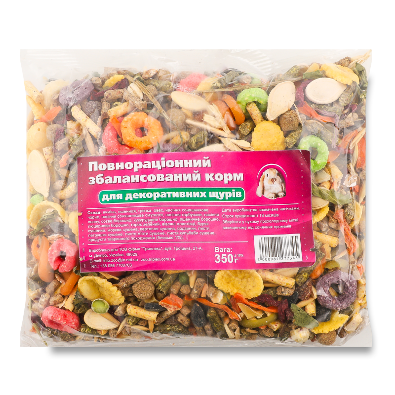 Корм д/щурів повнораційний 350г Мій Пухнастик