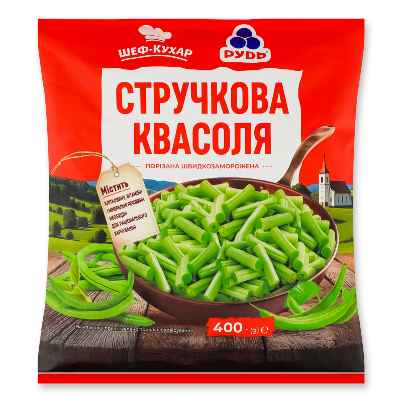 Квасоля стручкова порізана с/м 400г Рудь