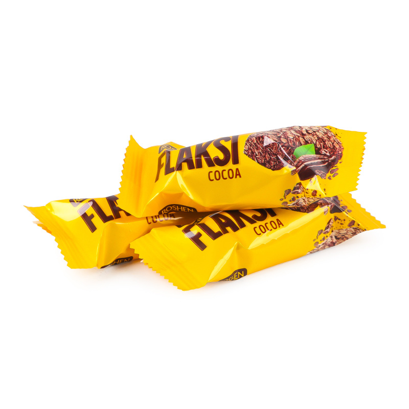 Цукерки з вафельними пластівцями Какао Flaksi Roshen кг
