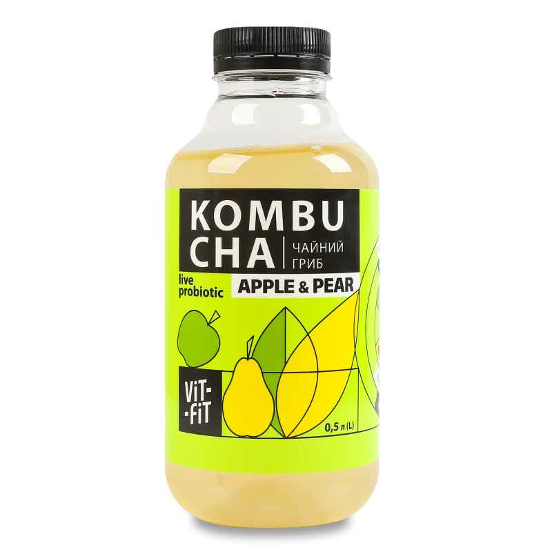 Напій бродіння Kombucha Яблуко-груша 0,5л пет Vit-Fit