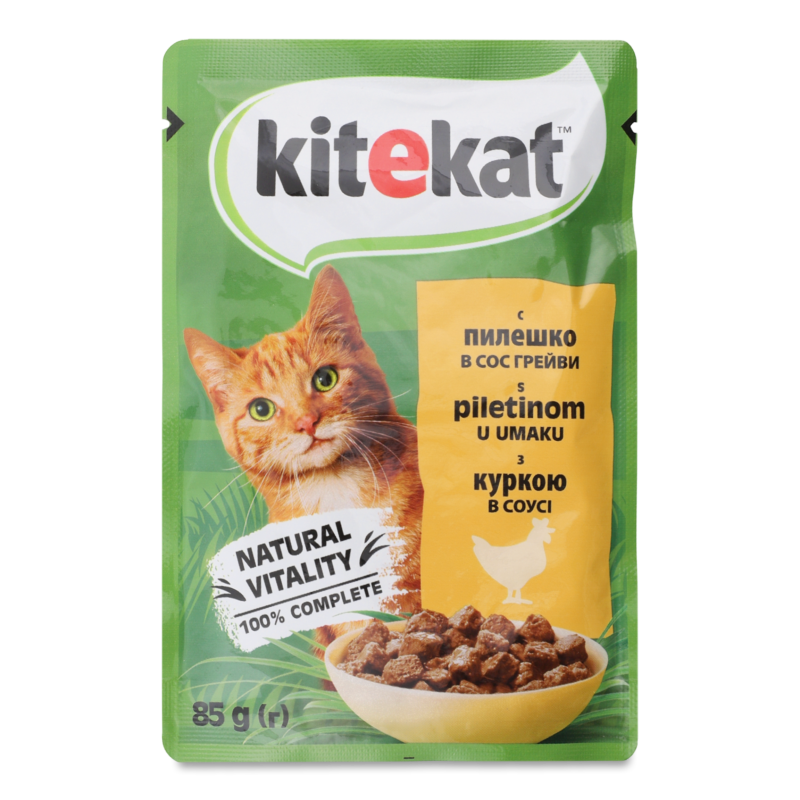Корм д/дорослих котів з куркою в соусі 85г пауч Kitekat