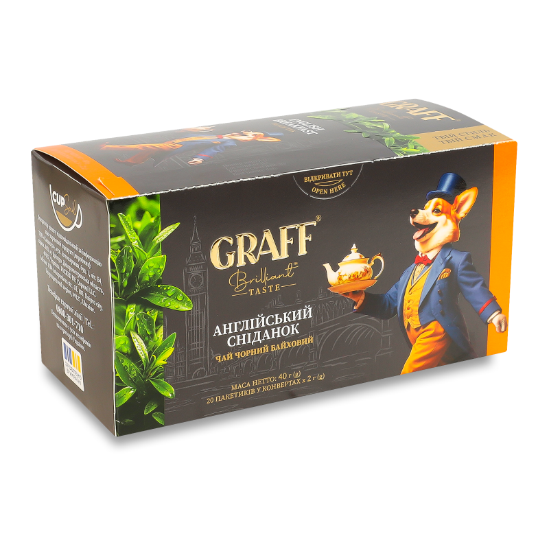 Чай Англійський сніданок чорний байховий 20*2г Graff