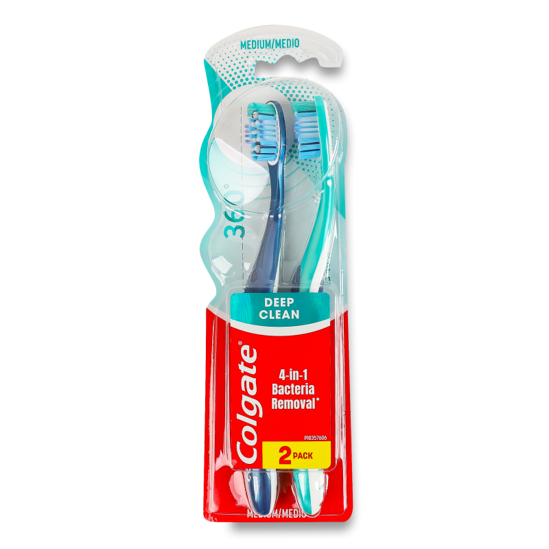 Щітка зубна 360 Суперчистота середня 2шт Colgate