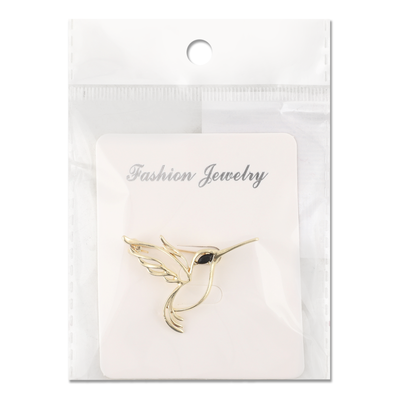 Брошка Калібрі жовтий метал 3,2*4см