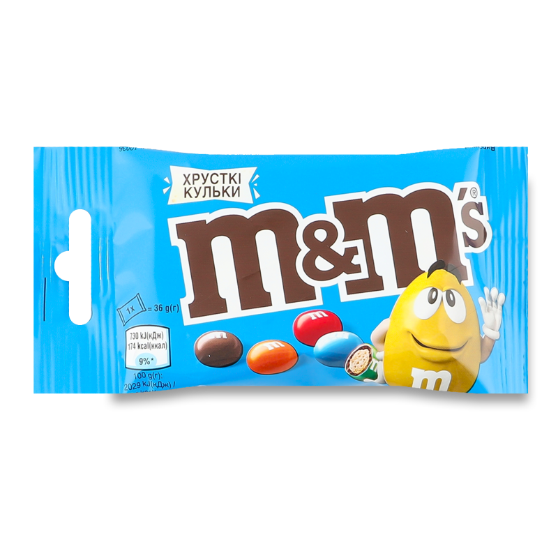Драже з рисовими кульками в молочному шоколаді 36г M&M’s
