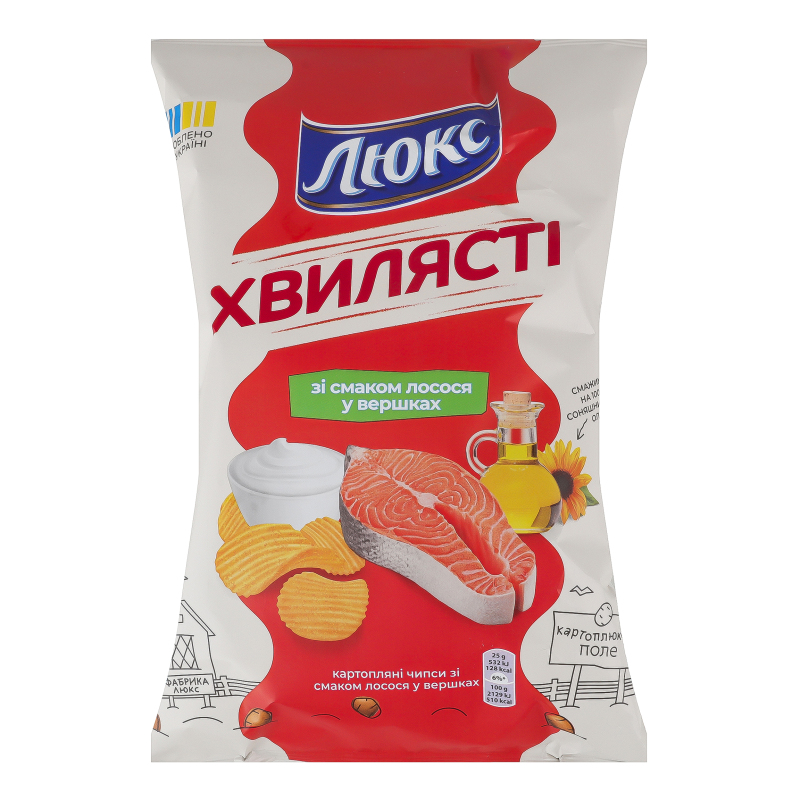 Чипси картопляні зі смаком лосося у вершках Хвилясті Люкс м/у 125г Люкс ...