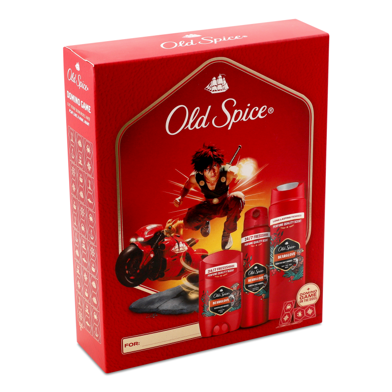 Набір Bearglove Дезодорант твердий 50мл+Дезодорант спрей 150мл+Гель д/душу та шампунь 2в1 250мл Old Spice