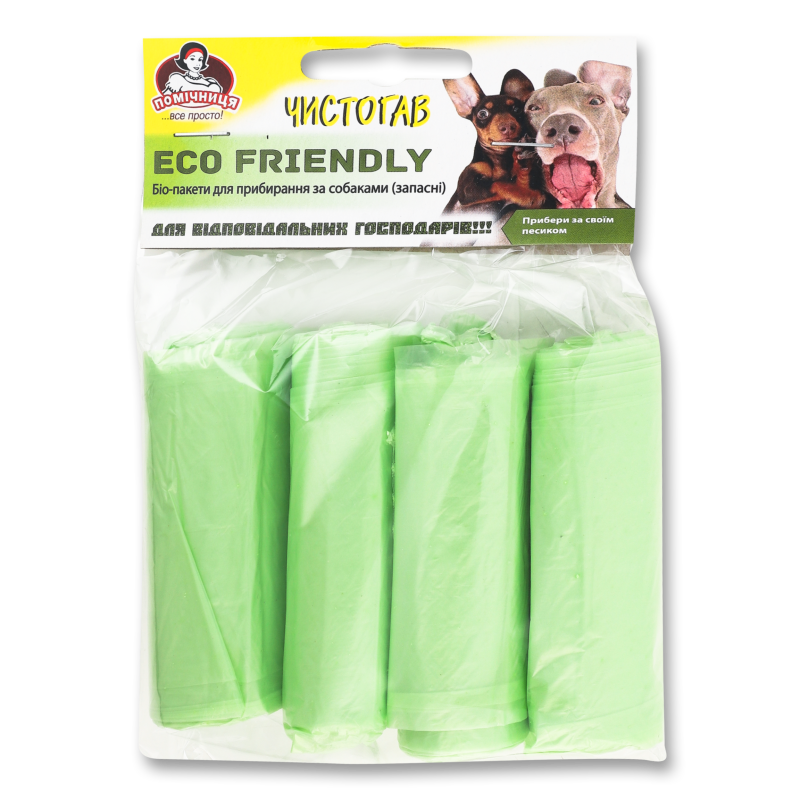 Пакети д/прибирання за собаками Чистогав з малюнком 60шт Помічниця