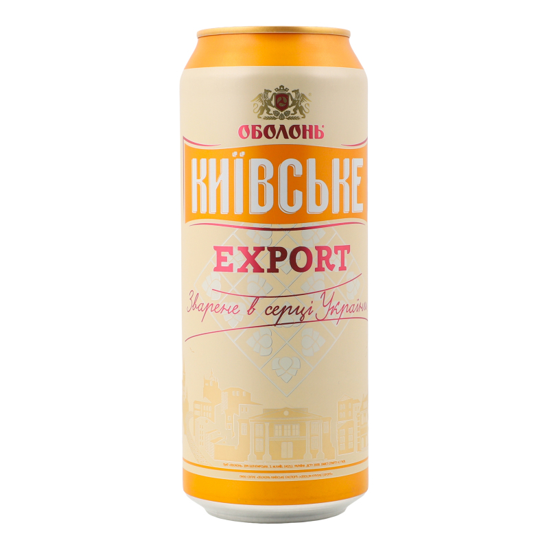 Пиво 0.5л 4.7% світле пастеризоване Київське Export Оболонь з/б