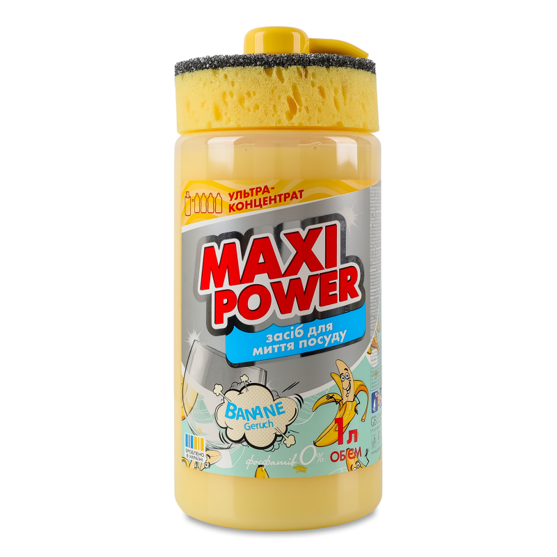 Засіб д/миття посуду Banane 1000мл з дозатором Maxi Power