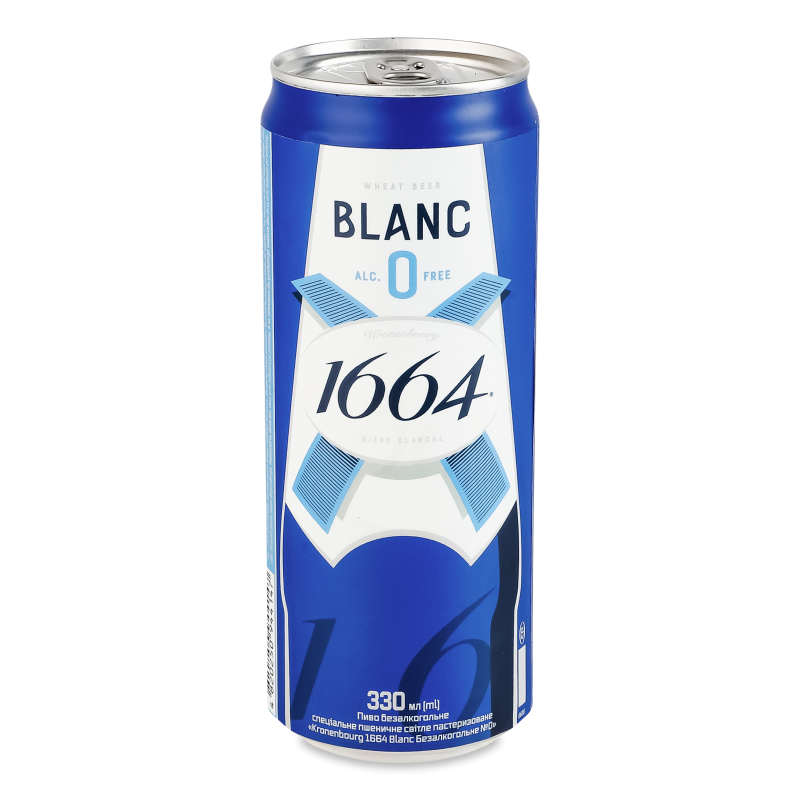 Пиво спеціальне 1664 Blanc світле безалкогольне 330мл ж/б Kronenbourg