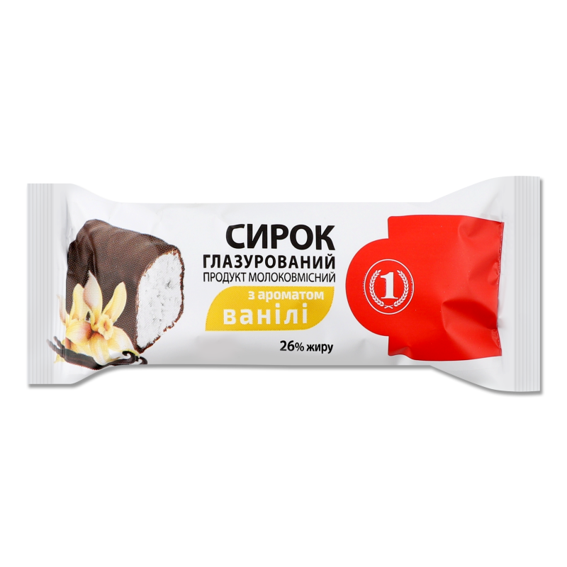 Продукт молоковмісний Сирок глазурований з ароматом ванілі 26% 36г ТМ “1”