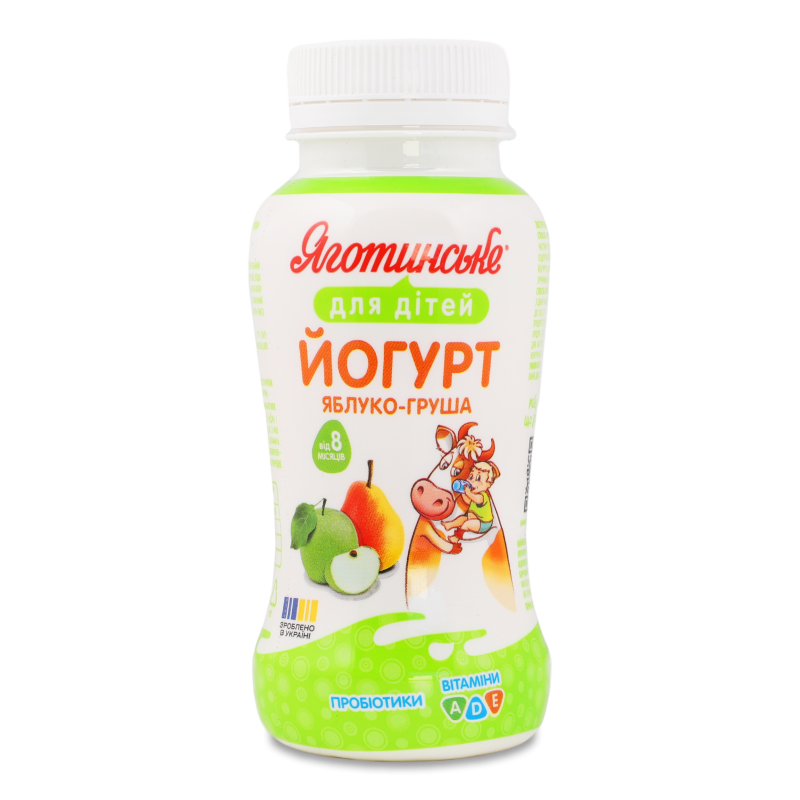 Йогурт питний з наповнювачем Яблуко-груша 1,5% від 8місяців 185г пет Яготинське д/дітей