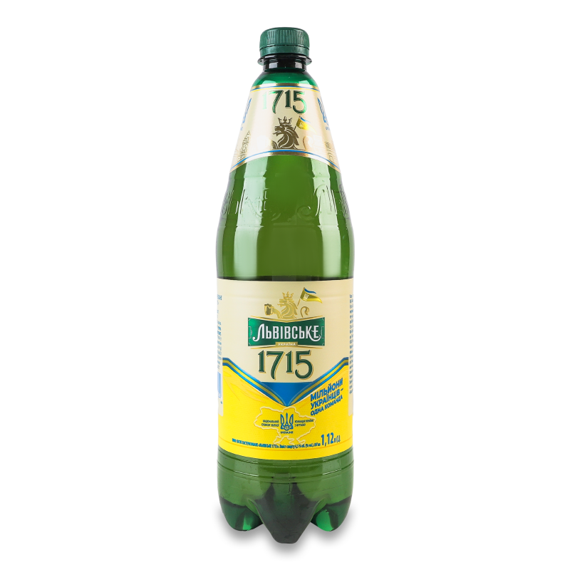 Пиво 1715 світле 4,5% 1,12л пет Львівське