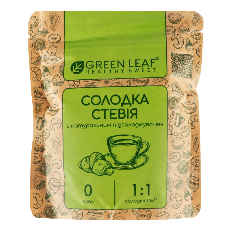 Стевия сладкая с натуральным подсластителем 1:1 Green Leaf д/п 100г ...