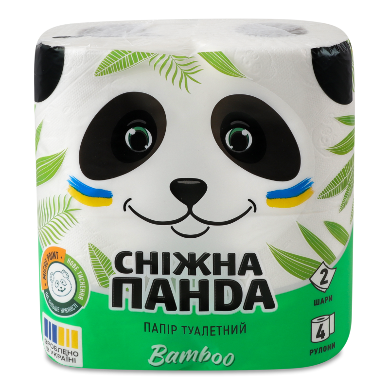 Папір туалетний Bamboo 2шари 4шт Сніжна панда
