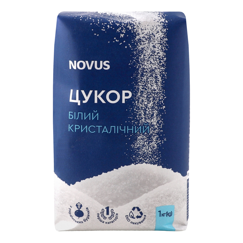 Цукор білий кристалічний з цукрових буряків першої категорії Novus м/у