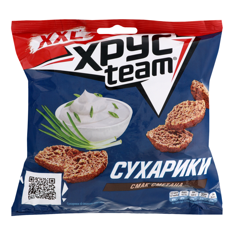 Сухарики хрусткі зі смаком сметани ХрусTeam м/у 150г ХрусTeam ...