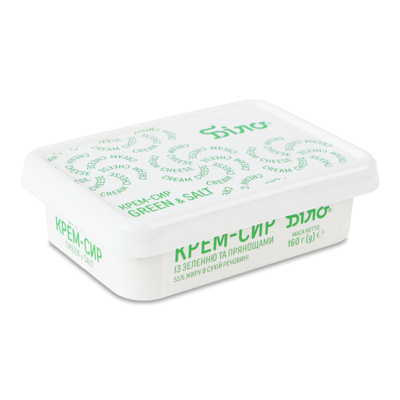 Крем-сир Green&Salt з зеленню та прянощами 160г ванночка Біло