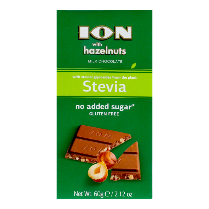 Шоколад молочний з підсолоджувачами та ядрами фундука Stevia Ion м/у