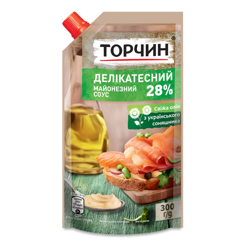 Соус майонезний Делікатесний 28% 300г д/п Торчин