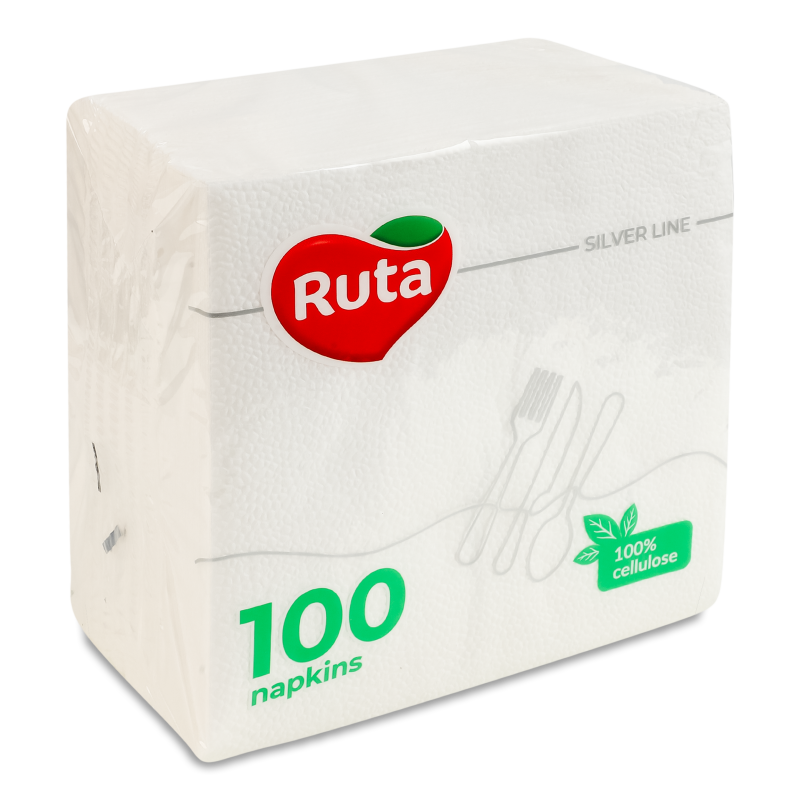 Серветки білі 330*330мм одношарові 100шт Ruta