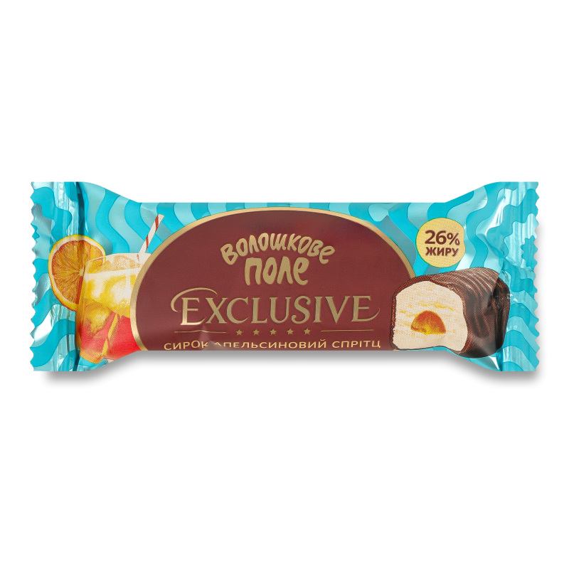 Сирок глазурований Exclusive з наповнювачем з смаком Апельсиновий спрітц 26% 36г Волошкове поле