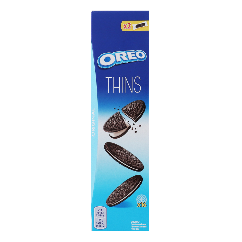 Печиво з какао та начинкою зі смаком ванілі Thins Oreo к/у