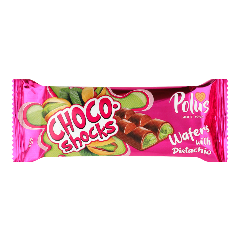 Вафли глазированные с фисташкой Choco-Shocks Polus м/у 45г Polus