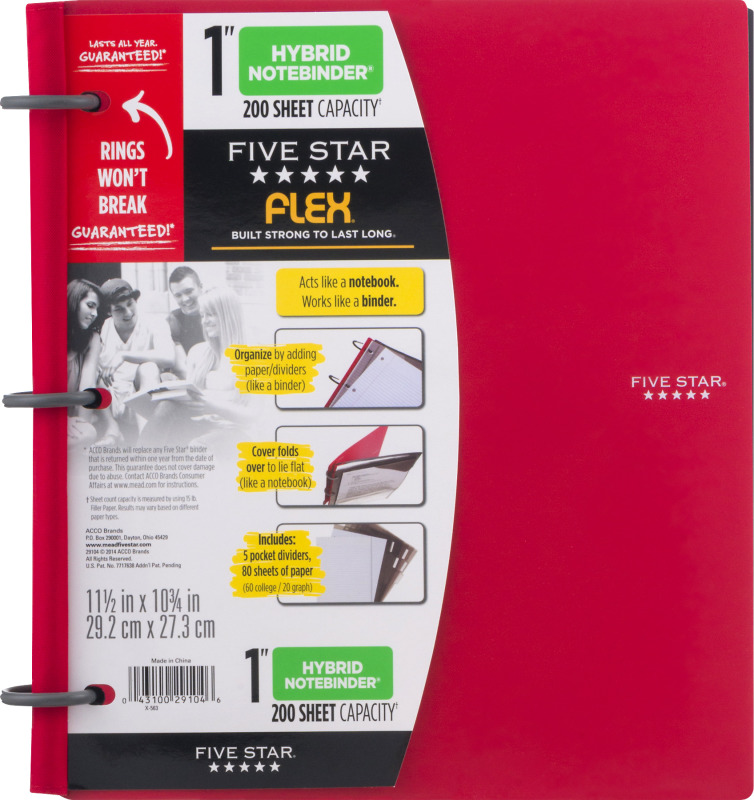 Mead Five Star Flex 1" Hybrid Notebinder 200 Sheet Capacity Mead